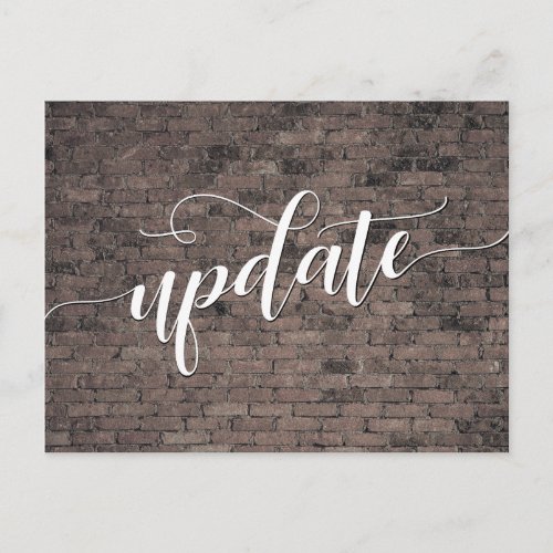 Brown Bricks Postponed Wedding Update Notice Postcard