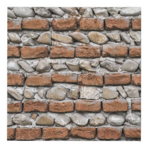 Brown bricks wall faux canvas print