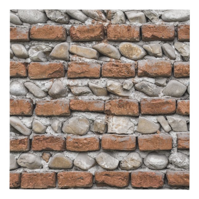 Brown bricks wall faux canvas print (Front)