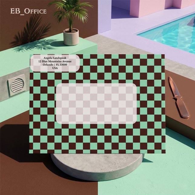 Brown & Bright Green Checkered Return Address    Envelope (Love the envelope, but looking for a different hue? Visit EB_Office to explore our full collection.)