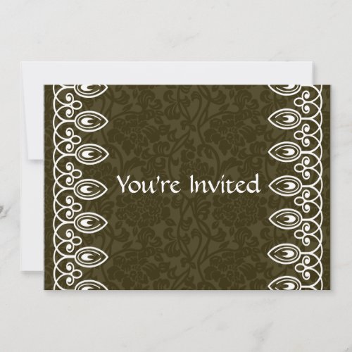 Brown Brocade Birthday Invitation