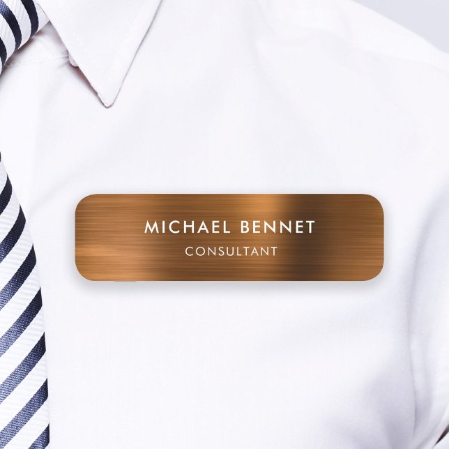 Brown Bronze Metallic Professional Business Name Tag (Brown Bronze Metallic Professional Business Name Tag)