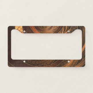 Brown, Bronze, Wicker, and Rattan Fractal Circles License Plate Frame