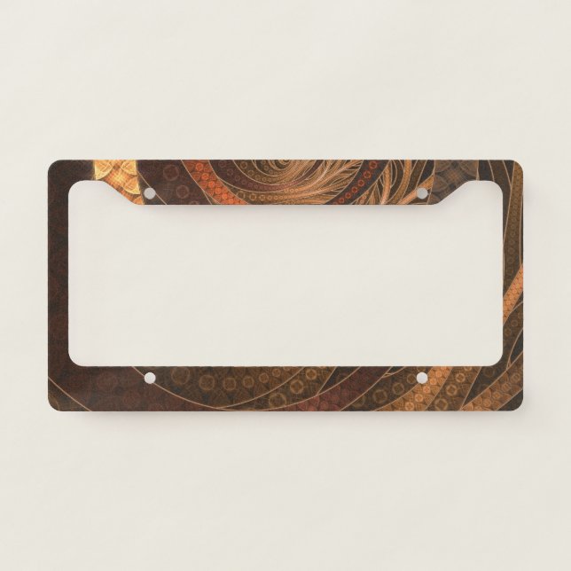 Brown, Bronze, Wicker, and Rattan Fractal Circles License Plate Frame (Front)