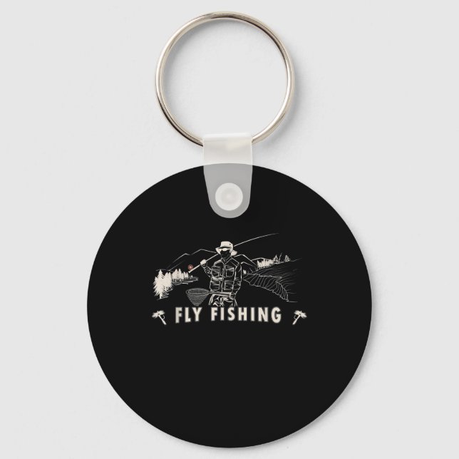 Brown Brook Trout Fly Fishing Gift Fisherman Line Keychain (Front)