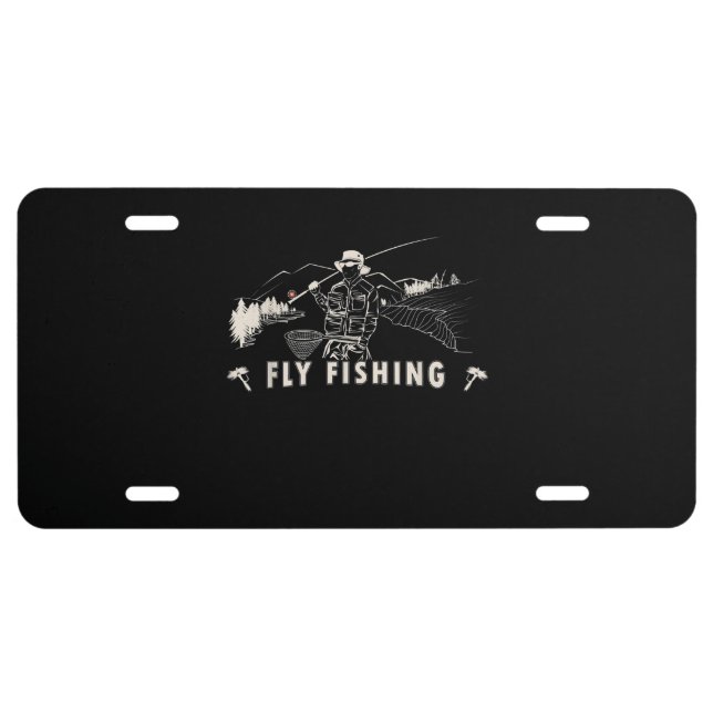 Brown Brook Trout Fly Fishing Gift Fisherman Line License Plate (Front)