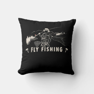Brown Brook Trout Fly Fishing Gift Fisherman Line Throw Pillow