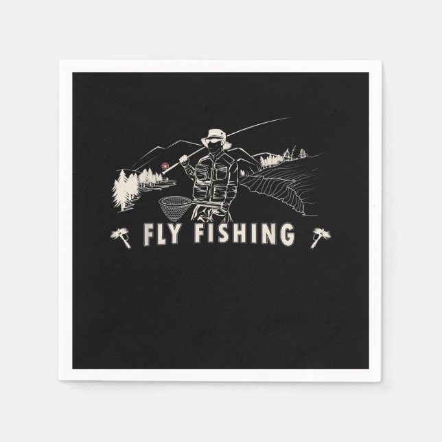 Brown Brook Trout Fly Fishing Gift Fisherman Napkins (Front)