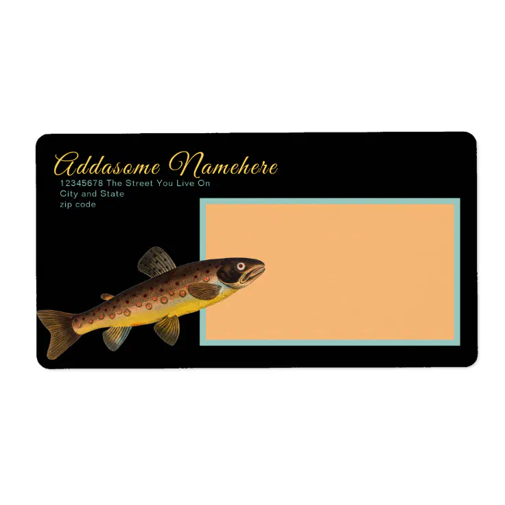 Brown Brook Trout Fly fishing vintage watercolor Label | Zazzle