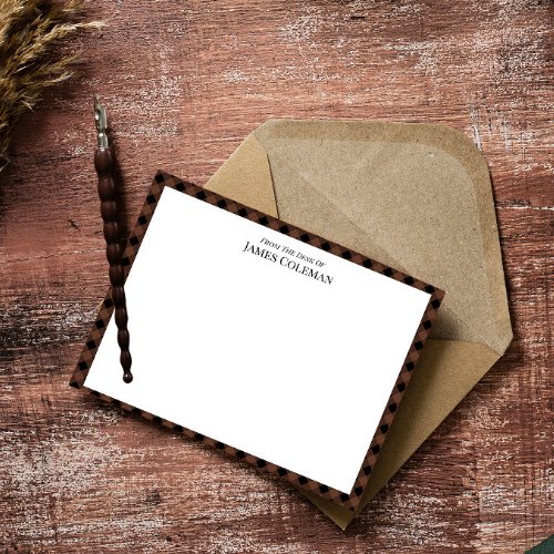 Brown Buffalo Check From The Desk Of Elegant Name Note Card