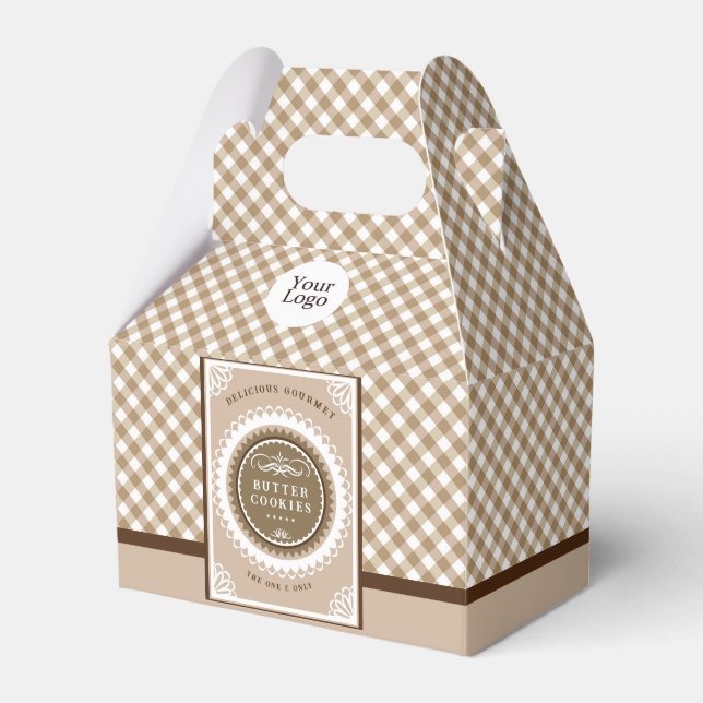 Brown Buffalo Gingham  Favor Boxes (Front Side)