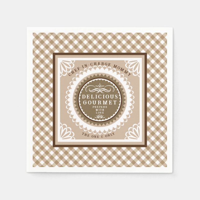 Brown Buffalo Gingham. Napkins (Front)