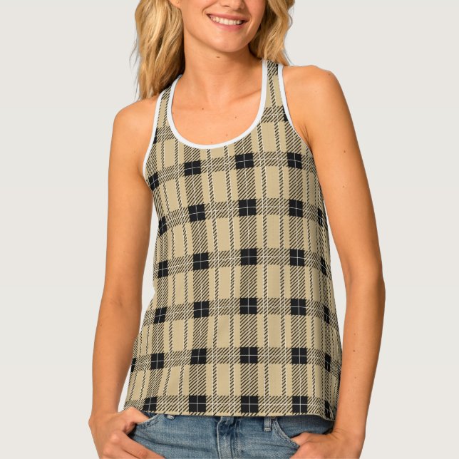 Brown Buffalo Plaid Pattern Tank Top (Front)
