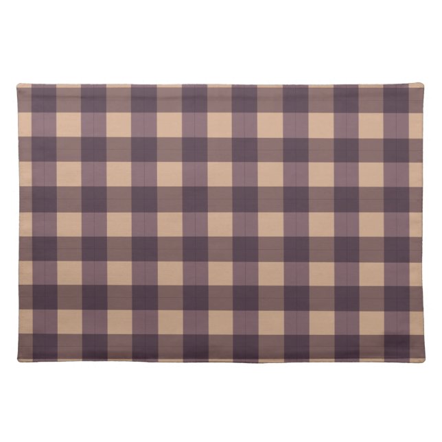Brown Buffalo Square Plaid Pattern Cloth Placemat (Front)