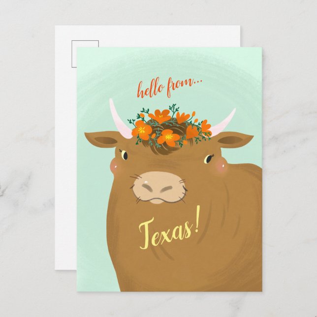 Brown Bull Customize State Postcard (Front/Back)