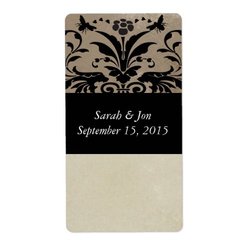 Brown Bumble Bee Damask Label