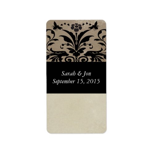 Brown Bumble Bee Damask Save the Date Label