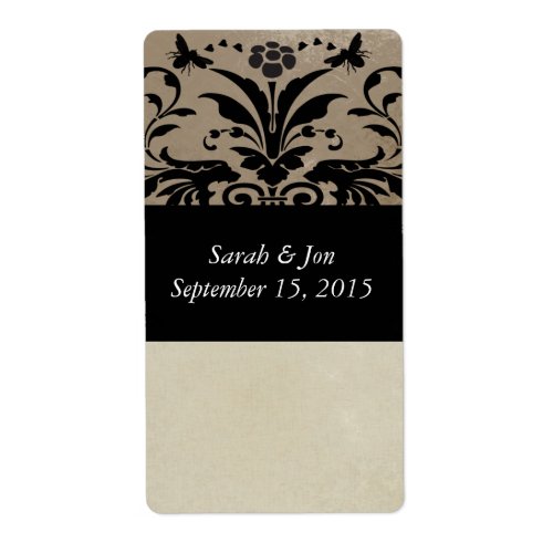 Brown Bumble Bee Damask Save the Date Label