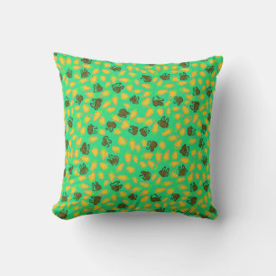 Brown Bunnies and Orange Carrots on Robbin Egg Blu Throw Pillow
