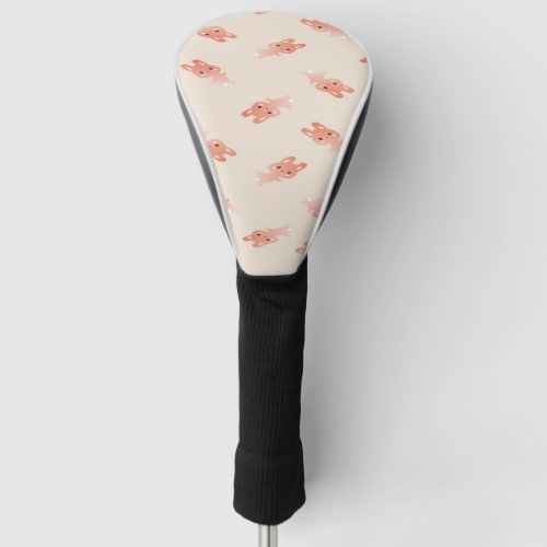 Brown bunnies on pink golf head cover