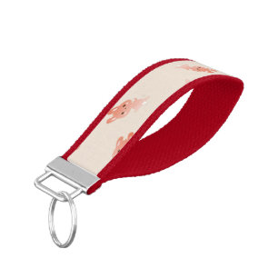 Brown bunnies on pink wrist keychain
