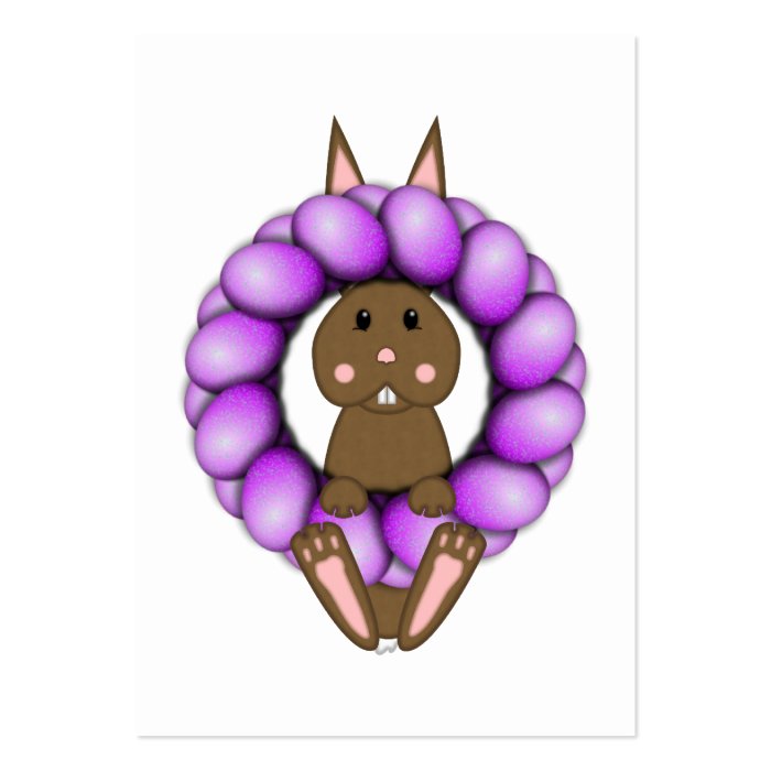 Brown Bunny And Purple Easter Wreath Business Card