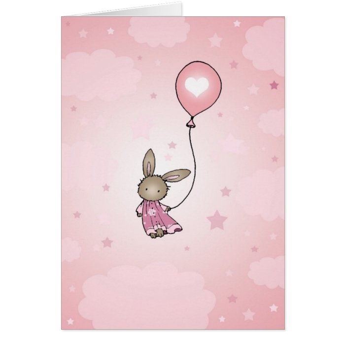 Brown Bunny in Pink Birthday Card