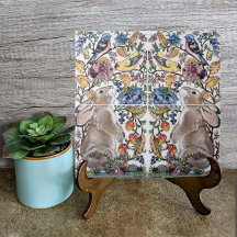 Brown Bunny Rabbit Bird Pretty Jacobean Design