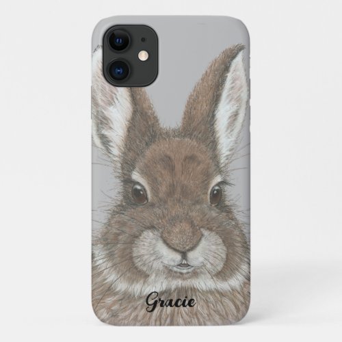 Brown Bunny Rabbit Cute Animal Art Custom iPhone 11 Case