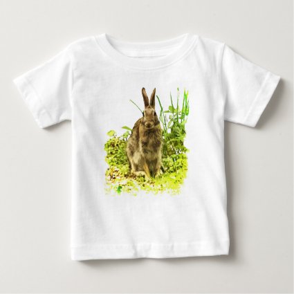 Brown Bunny Rabbit in Green Grass Baby T-Shirt
