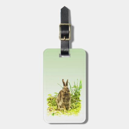Brown Bunny Rabbit in Green Grass Luggage Tag
