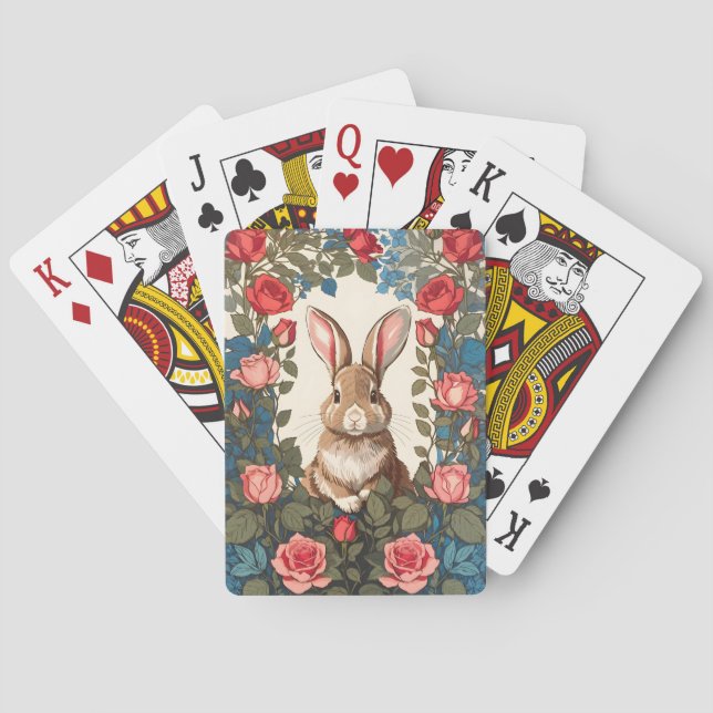 Brown Bunny Rose Garden Poker Cards (Back)