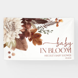 Brown Burgundy Baby In Bloom Floral Baby Shower Banner