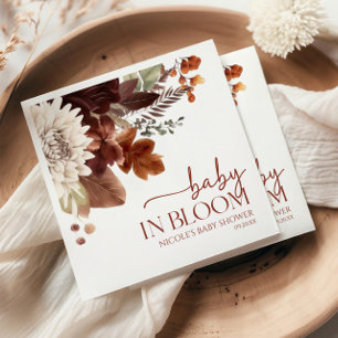 Brown Burgundy Baby In Bloom Floral Baby Shower Napkins
