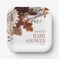 Brown Burgundy Baby In Bloom Floral Baby Shower