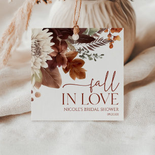 Brown Burgundy Fall In Love Floral Bridal Shower Favor Tags