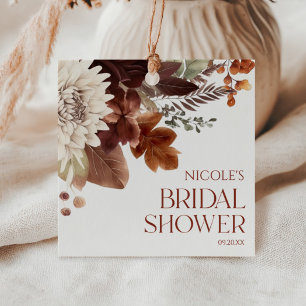 Brown Burgundy Fall In Love Floral Bridal Shower Favor Tags