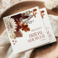 Brown Burgundy Fall In Love Floral Bridal Shower