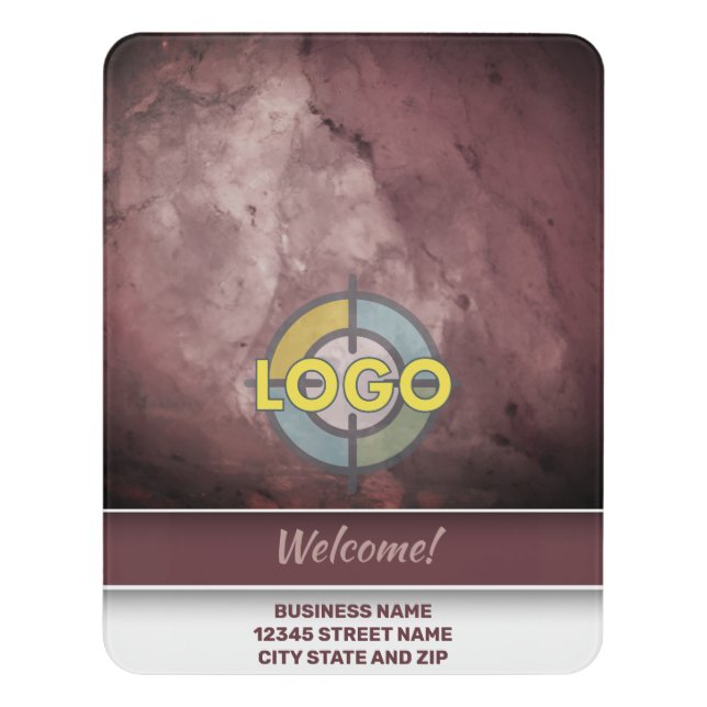 Brown Burgundy Marble Stripe Professional Office Door Sign (Contemporary Vert)
