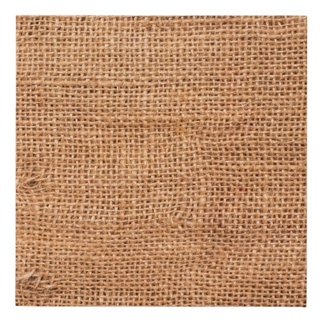 Brown burlap cloth background or sack cloth faux canvas print (Front)
