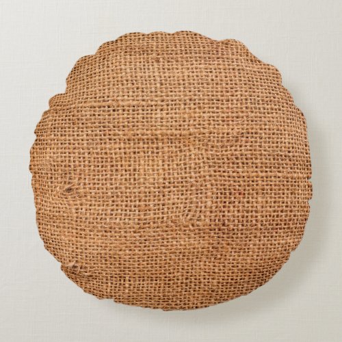 Brown burlap cloth background or sack cloth round pillow