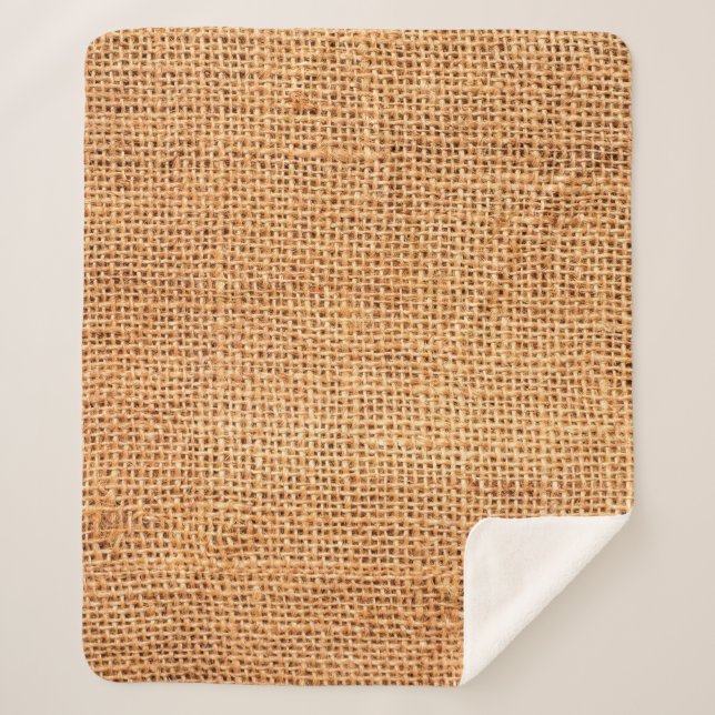 Brown burlap cloth background or sack cloth sherpa blanket (Front)