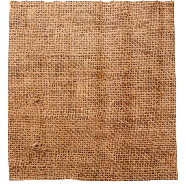 Brown burlap cloth background or sack cloth shower curtain (Front)