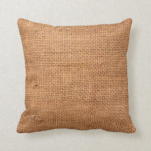 Brown burlap cloth background or sack cloth throw pillow