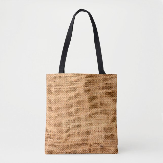 Brown burlap cloth background or sack cloth tote bag (Front)