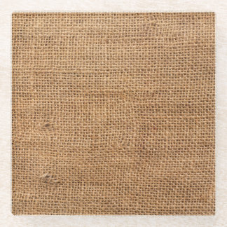 Brown Burlap Cloth Sack Texture Glass Coaster