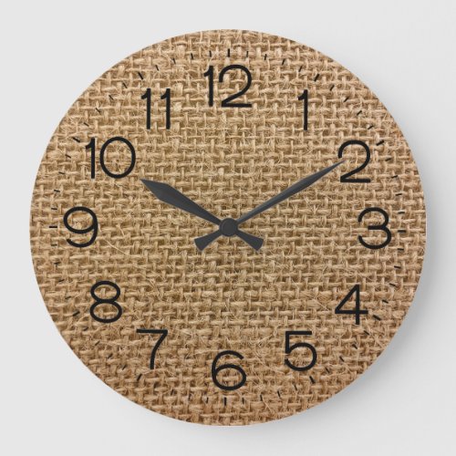 Brown Burlap Large Clock