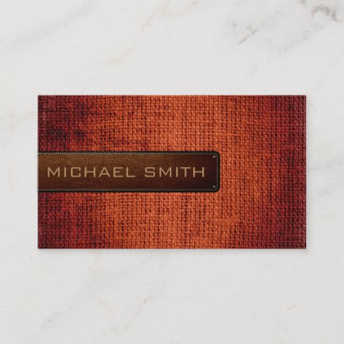 Brown Burlap Linen Rustic Jute Look Leather Business Card