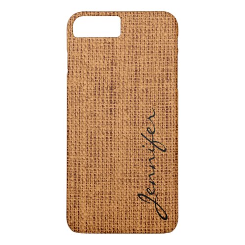 Brown Burlap Rustic Linen Monogram iPhone 8 Plus7 Plus Case