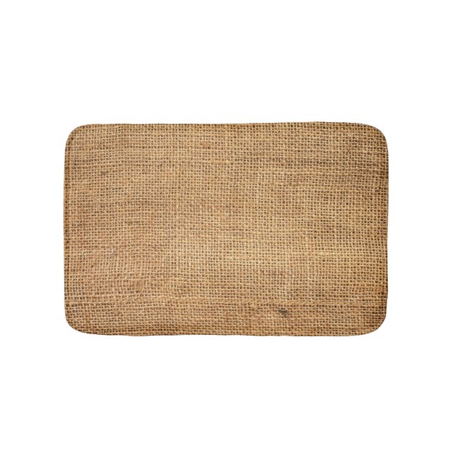 Brown Burlap Sack: Textured Cloth Background Bath Mat (Front)